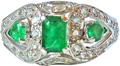 56% OFF on Surat Diamond Sterling Silver Emerald, Topaz Ring