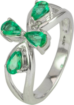15% OFF on Rakam Gold Emerald 14K White Gold Plated 14 K Ring