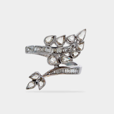 15% OFF on 64Facets The Rose Petals Gold Diamond Rhodium Plated 18 K Ring