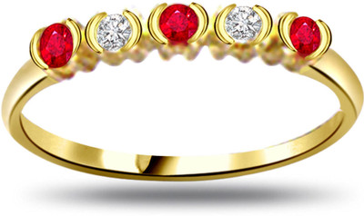 30% OFF on Surat Diamond Diamond & Ruby Gold Ring SDR971 Yellow Gold Diamond, Ruby 18 K Ring