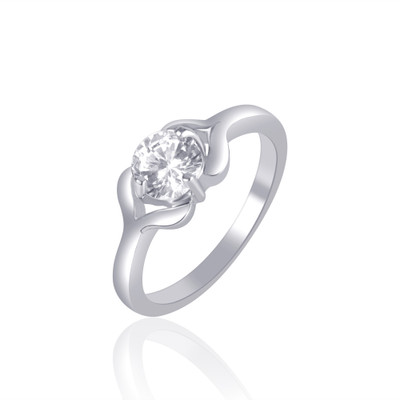 VK Jewels Evening Blush Solitaire Rhodium Plated Alloy Cubic Zirconia K Ring