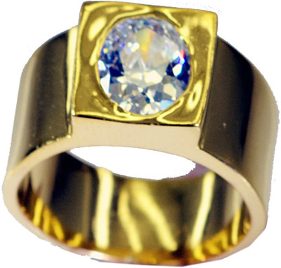 24% OFF on Riyo Agreeable White Cz Copper Cubic Zirconia 18K Yellow Gold Plated Ring