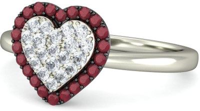 BlueStone The Olphia White Gold Ruby, Diamond 14K White Gold Plated 14 K Ring