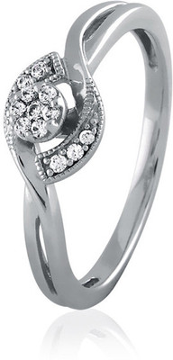 30% OFF on Velvetcase Composite Diamond Flower Promise Ring White Gold 18K White Gold Plated 18 K Ring