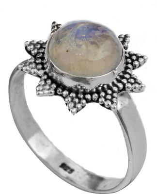 Exotic India Stylish Sterling Silver Moonstone Ring