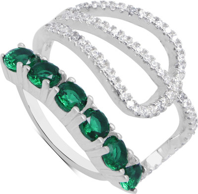 30% OFF on Gemtogems Designer Delight Sterling Silver Emerald Ring