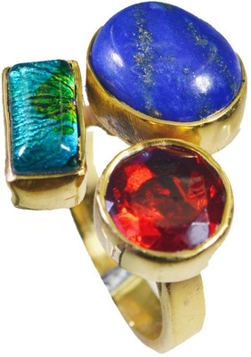 20% OFF on Riyo Finestar Multi Three Stone Copper Cubic Zirconia 18K Yellow Gold Plated Ring