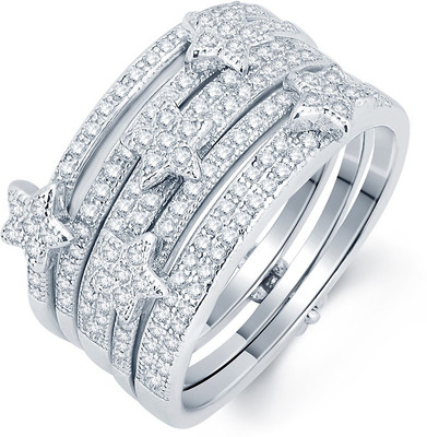 52% OFF on Leo Silver Art Star Sterling Silver Cubic Zirconia Rhodium Plated Ring