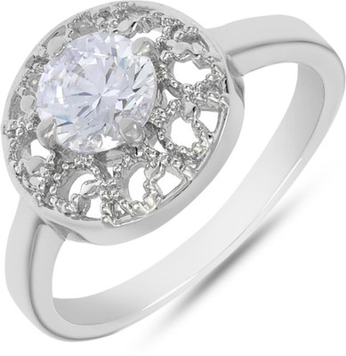 34% OFF on Mahi Round and Curves Brass, Alloy Cubic Zirconia, Swarovski Crystal Rhodium Plated Ring