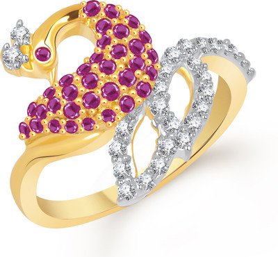 83% OFF on VK Jewels Dazzling Mayur Alloy Cubic Zirconia 18K Yellow Gold Plated 18 K Ring