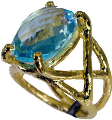 24% OFF on Riyo Winning Blue Topaz Copper Topaz 18K Yellow Gold Plated Ring