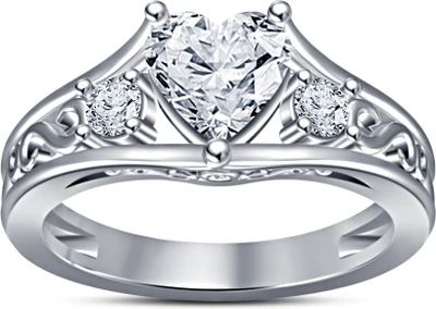 52% OFF on Kirati Heart Design Sterling Silver Rhodium Plated Ring