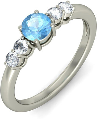 BlueStone The Sirrus White Gold Diamond, Topaz 18K White Gold Plated 18 K Ring