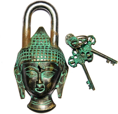 Unravel India Buddha Secret Brass Safety Lock Black, green-105 Unravel India Buddha Secret Brass Safety Lock Black, green-105