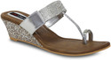70% OFF on Get Glamr Silver Diamond Stiped Wedges