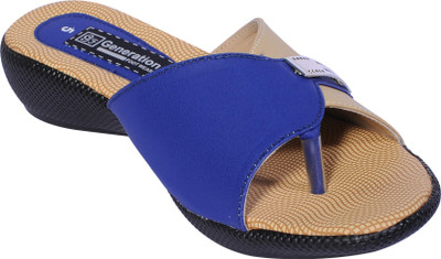 28% OFF on Generation Footwear Cream Blue Lara Burmish Wedges