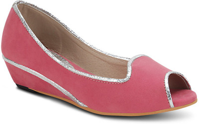 55% OFF on Get Glamr Pink Peep Toe Wedges