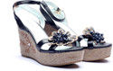 59% OFF on Bello Pede Floral Glitter Wedges