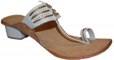 59% OFF on Authority Kolhapuri Gold on White Leather Heels 59% OFF on Authority Kolhapuri Gold on White Leather Heels