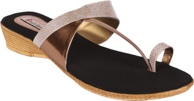 53% OFF on Indulgence Antiquegold Sandals Flats