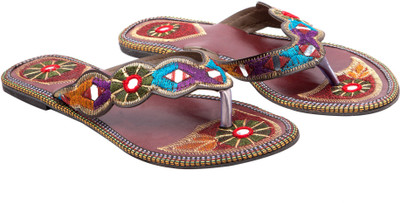 66% OFF on Ridhi Sidhi Embroidered With Mirror Work Leather Flats