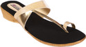 53% OFF on Indulgence Gold-Toned Sandals Flats