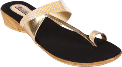 50% OFF on Indulgence Gold-Toned Sandals Flats