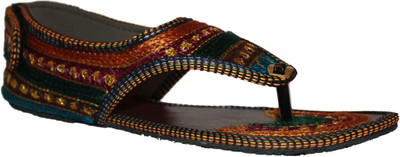 59% OFF on Authority Jaipuri Dark Linear Zari Chappal Flats