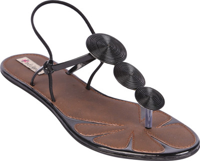 50% OFF on Indulgence Black Sandals Flats