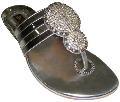 26% OFF on Senso Vegetarian Silver Flat Ladies Studded Fancy Slipper Flats