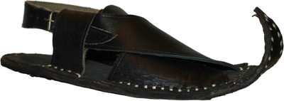 59% OFF on Authority Black Mughali Leather Leather Sandals