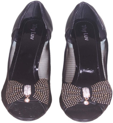 14% OFF on Thy Luv Bow Peep Toe Heels