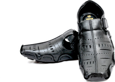 66% OFF on HD Shoes Black Leather Sandals