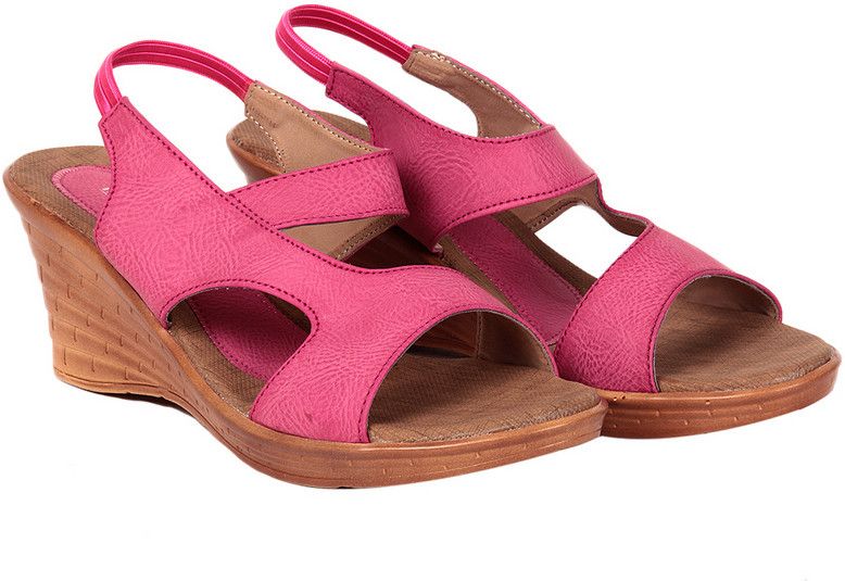 MaySun Pink Leather Wedges