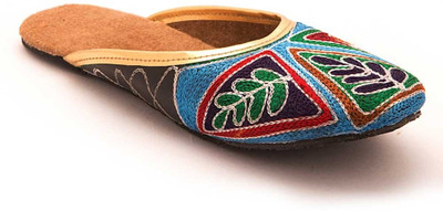 65% OFF on Ridhi Sidhi Women's Pair Of Blue Embroidered Flats