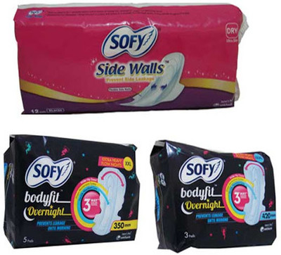Sofy Side Walls Dry Ultraslim Xl Day, Xxl And Xxxl Night Sanitary Pad Pack of 20