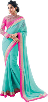 Aanaya Fashions Solid Bollywood Georgette Sari