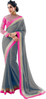 Aanaya Fashions Solid Bollywood Georgette Sari