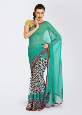 Mrignain Geometric Print Synthetic, Georgette Sari