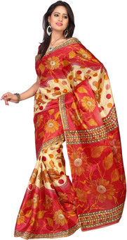 Kajal Sarees Floral Print Fashion Art Silk Sari