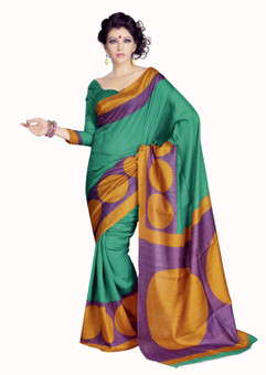 Sunaina Printed Silk, Cotton Sari