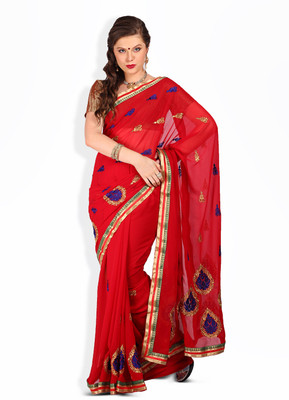 Mrignain Solid Synthetic, Chiffon Sari Mrignain Solid Synthetic, Chiffon Sari