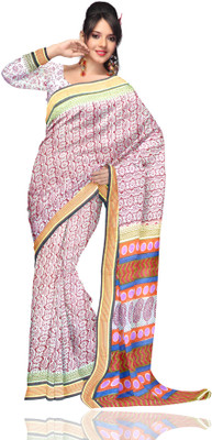 28% OFF on Unnati Silks Striped, Floral Print Cotton Sari 28% OFF on Unnati Silks Striped, Floral Print Cotton Sari