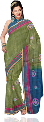 Unnati Silks Self Design Chanderi Silk Sari