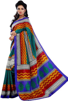 Riti Riwaz Printed Bhagalpuri Silk Sari