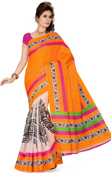 Ishin Solid Fashion Art Silk Sari