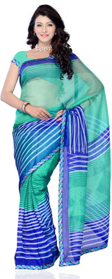 60% OFF on Aanara Striped Kosa Net Sari