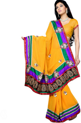 23% OFF on Aapno Rajasthan Printed Fashion Georgette Sari