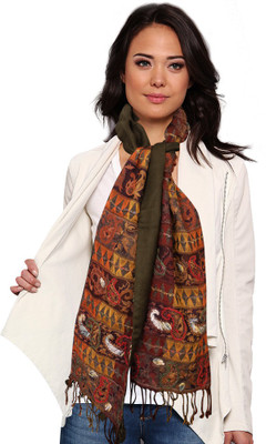 72% OFF on Super Drool Embroidered Wool Women's Scarf
