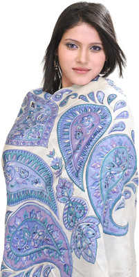 30% OFF on Exotic India Printed Silk, Modal Women's Scarf